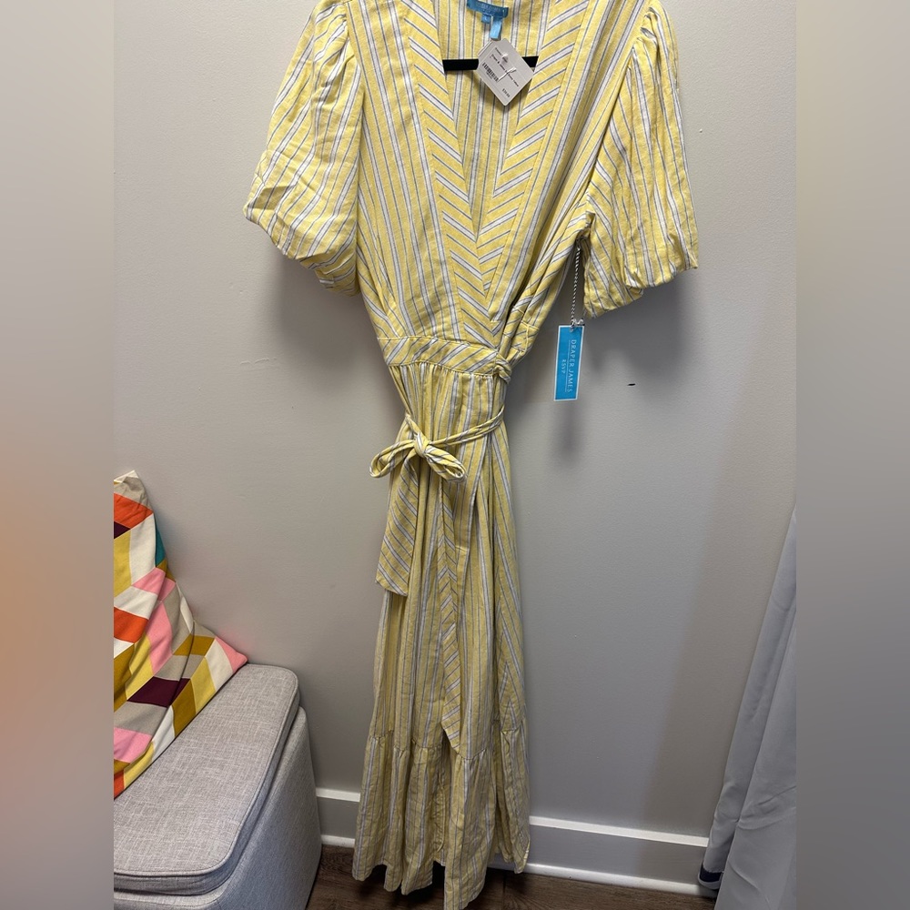 NWT Draper James yellow and blue striped maxi dress SIZE L
